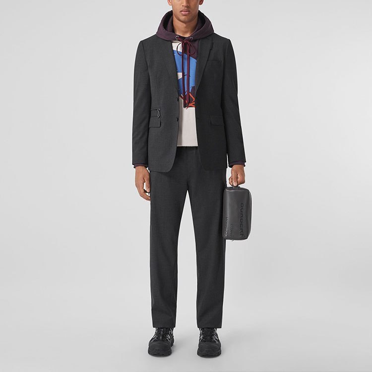 Details for Burberry FW21 Dark Charcoal Single-Breasted Long Sleeve Blazer. 80442081