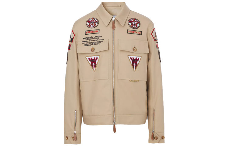 Burberry FW21 Gabardine Logo Badge Jacket Menswear Soft Yellow Brown 80422631