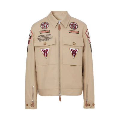 Burberry FW21 Gabardine Logo Badge Jacket Menswear Soft Yellow Brown 80422631
