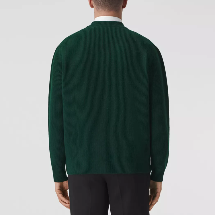 Burberry FW21 Green V-Neck Wool Sweater Knitwear with Logo Design. 80454971 圖 5