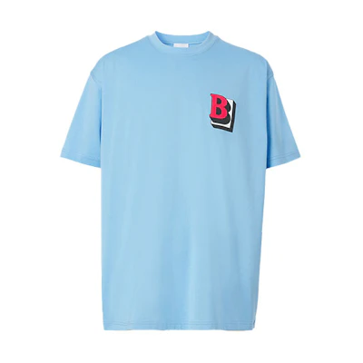 Burberry FW21 Letter Logo Cotton Slim Fit Blue T-Shirt Men. 80454941