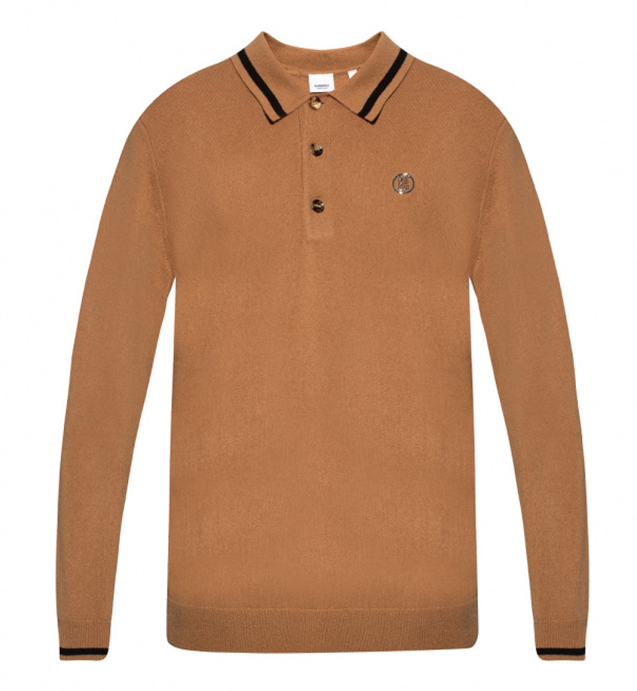 burberry-fw-21-logo-pattern-cashmere-long-sleeve-polo-shirt-men-camel-80443101