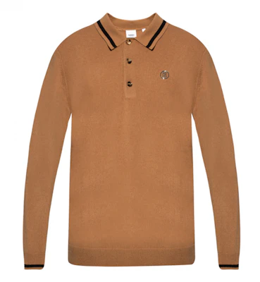 Burberry FW21 標誌圖案羊絨長袖 Polo 男士襯衫 卡其色 80443101 Buy Burberry FW21 標誌圖案羊絨長袖 Polo 男士襯衫 卡其色 80443101