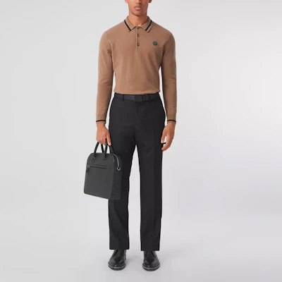 Burberry FW21 標誌圖案羊絨長袖 Polo 男士襯衫 卡其色 80443101 Shop Burberry FW21 標誌圖案羊絨長袖 Polo 男士襯衫 卡其色 80443101