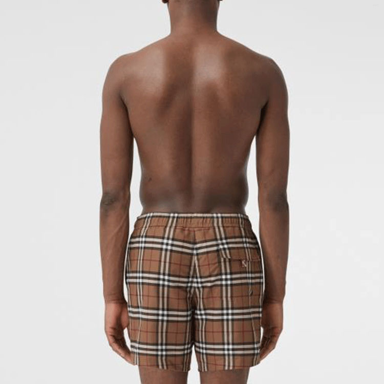Lookbook Burberry 秋冬21款標誌印花抽繩游泳短褲 棕色 80506101