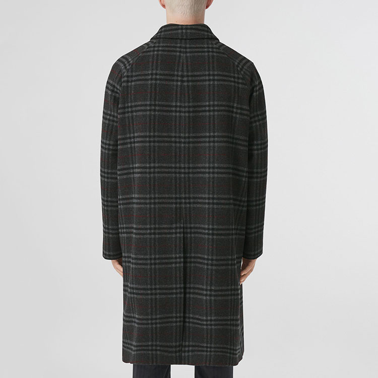 Burberry FW21 Long Plaid Wool-Cashmere Coat Dark Gray 80438311 圖 5