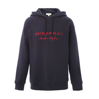 Burberry FW21 Navy Blue Fleece-Lined Pullover Hoodie 80265241