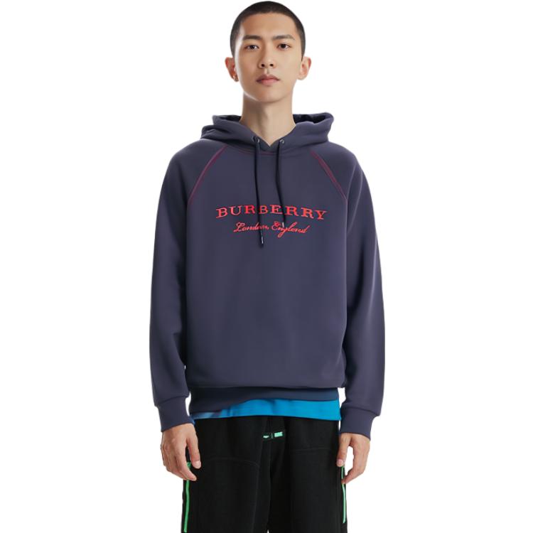 Burberry FW21 Navy Blue Fleece-Lined Pullover Hoodie 80265241 圖 4