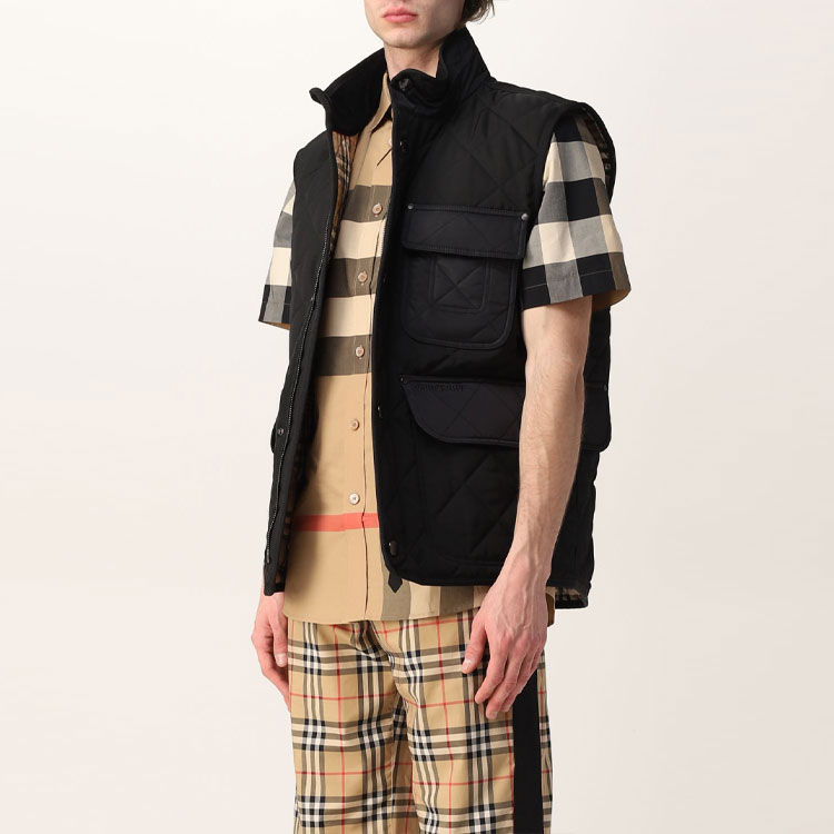 Purchase バーバリー FW21 キルテッド テンパレチャー コントロール コットンベスト ブラック 80497831