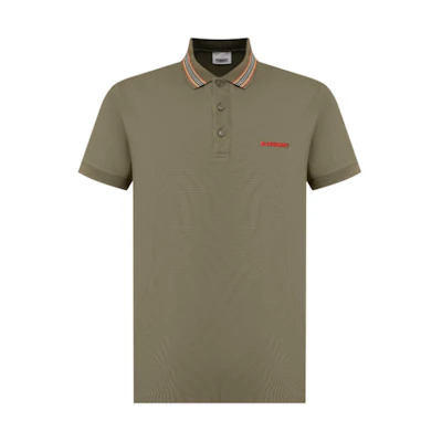 Burberry FW21 Red Logo Stripe Short-Sleeve Polo Shirt. 80151111