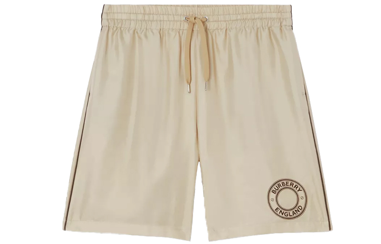Burberry FW21 Solid Logo Drawstring Casual Shorts Men’s Soft Beige Brown. 80435871
