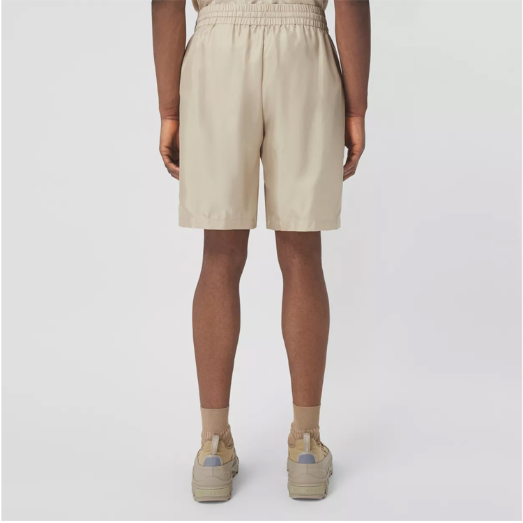 Shop Burberry FW21 Solid Logo Drawstring Casual Shorts Men’s Soft Beige Brown. 80435871