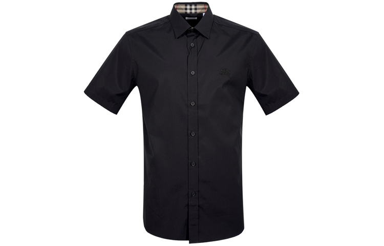 Order Camisa Casual Negra de Manga Corta Slim Fit Burberry FW21 Hombre 80257641