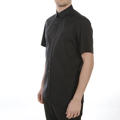 버버리 FW21 솔리드 슬림핏 반팔 캐주얼 셔츠 블랙 남성용 80257641 Sizing 버버리 FW21 솔리드 슬림핏 반팔 캐주얼 셔츠 블랙 남성용 80257641