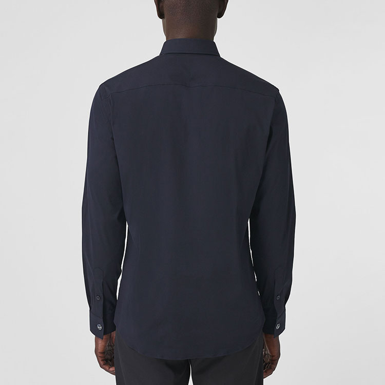 Burberry FW21 Stretch Cotton Blend Shirt Navy Blue for Men. 80428971 圖 5