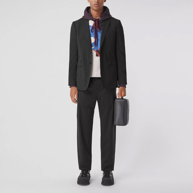 Lookbook Burberry FW21 Stretch Wool Relaxed Fit Casual Pants in Dark Gray. 80443071