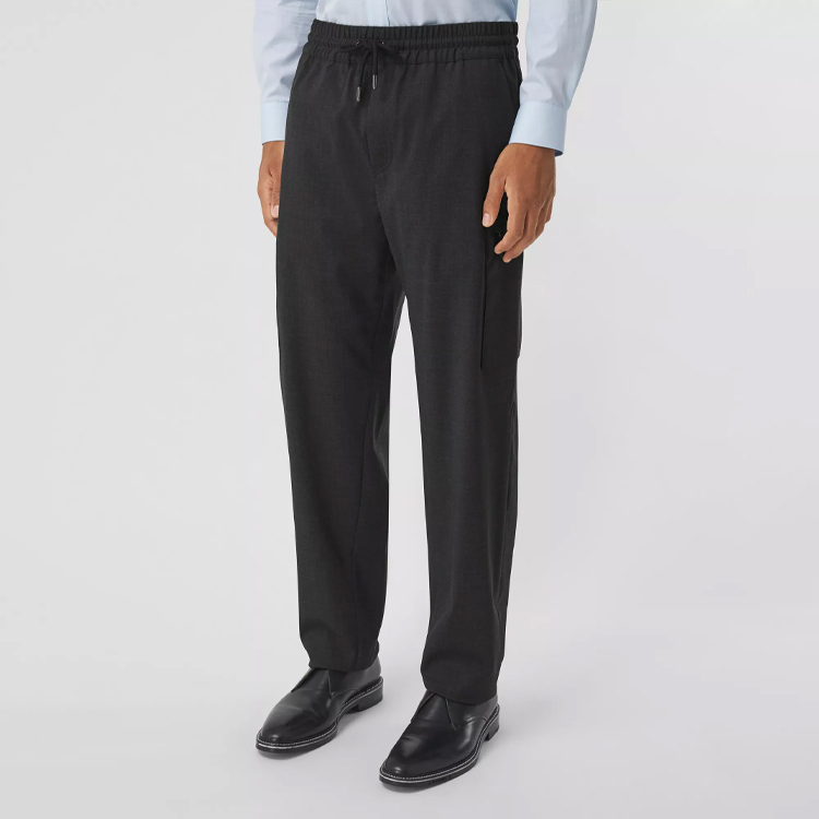 Details for Burberry FW21 Stretch Wool Relaxed Fit Casual Pants in Dark Gray. 80443071