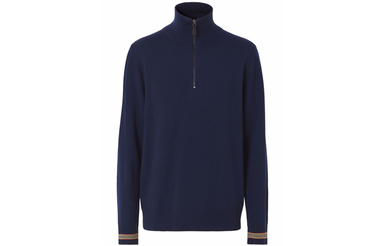 Burberry FW21 Striped Turtleneck Knit Sweater Navy Blue 80443261