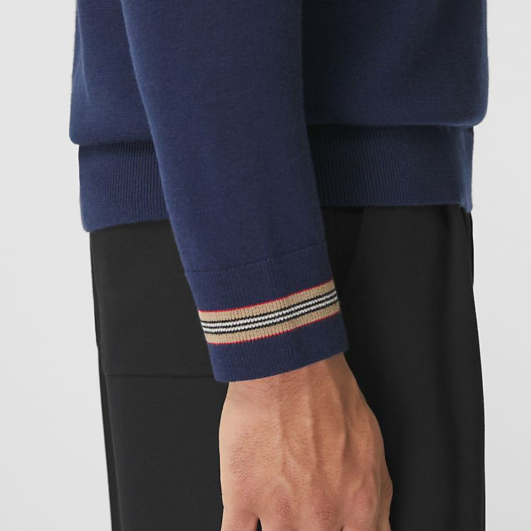 Sizing 博柏利 FW21 条纹高领针织毛衣 深蓝色 80443261