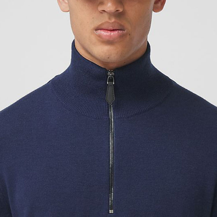 Cheap 博柏利 FW21 条纹高领针织毛衣 深蓝色 80443261