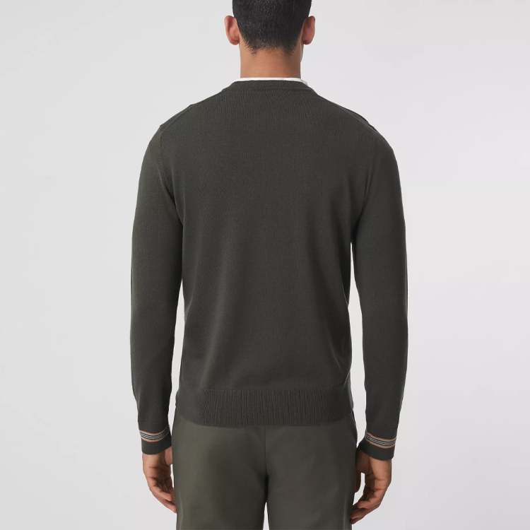 Purchase Burberry FW21 Sweater Buluh Ikonik Jalur Hijau Gelap. 80443331