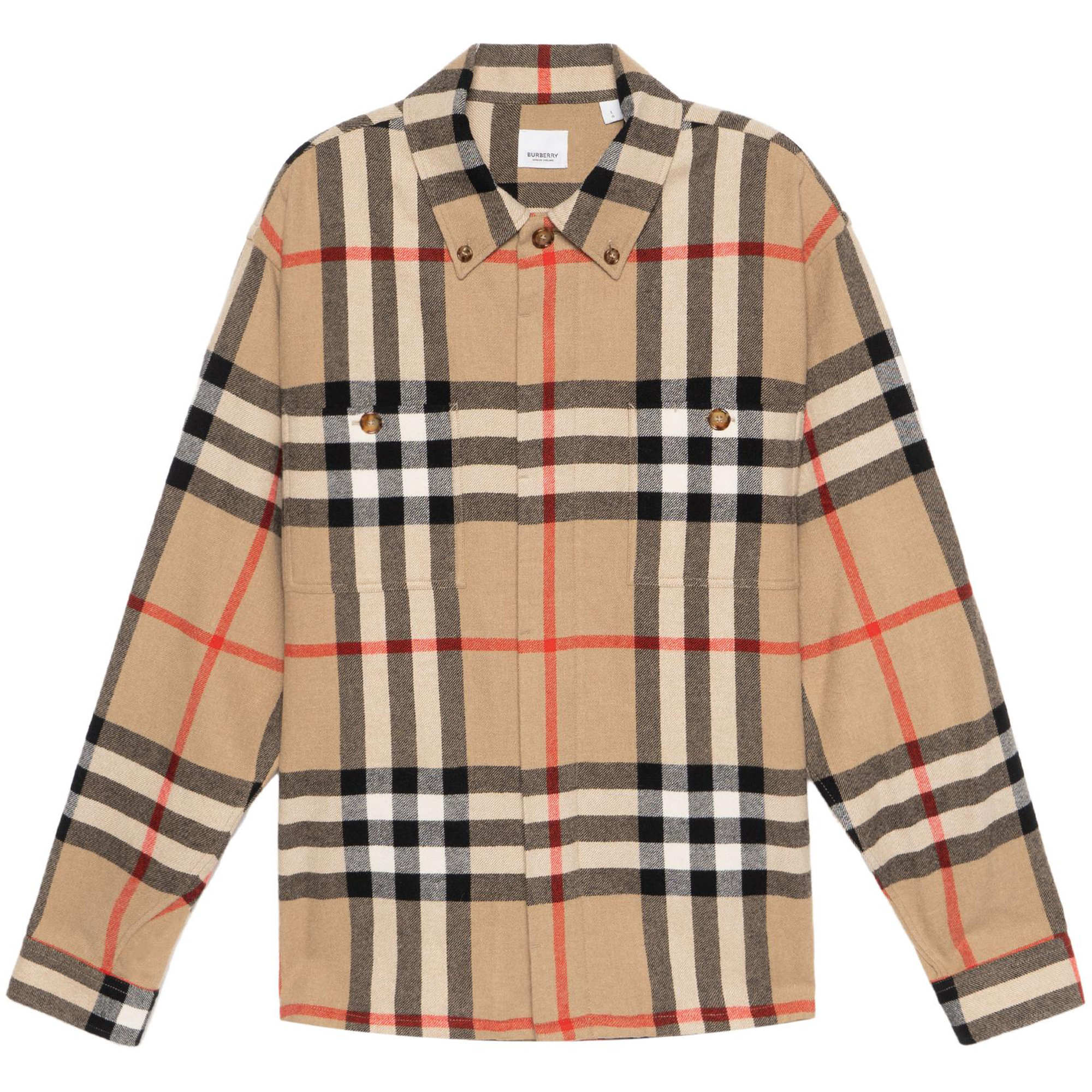 Burberry FW22  Beige Check Long-Sleeve Shirt 80585841
