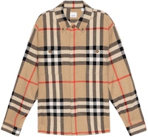 Burberry FW22 Beige Check Long-Sleeve Shirt 80585841 Burberry FW22 Beige Check Long-Sleeve Shirt 80585841
