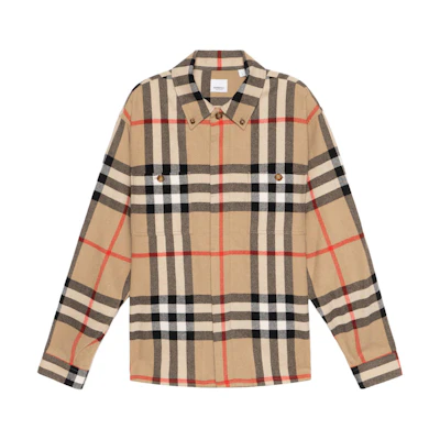Burberry FW22 Beige Check Long-Sleeve Shirt 80585841