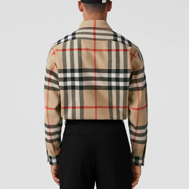 Purchase Burberry FW22  Beige Check Long-Sleeve Shirt 80585841