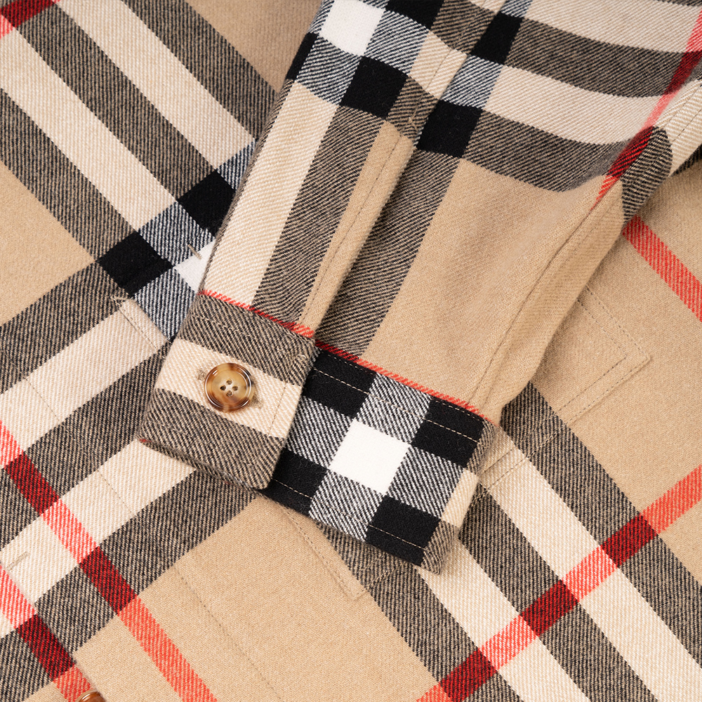 Cheap Burberry FW22  Beige Check Long-Sleeve Shirt 80585841