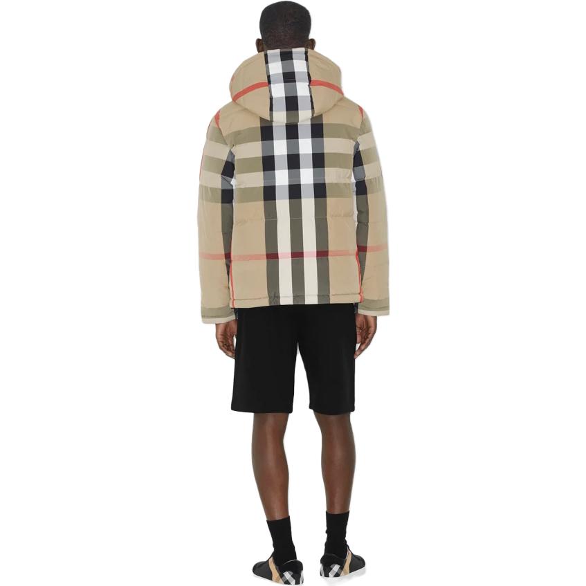 Purchase Burberry FW22 米色格紋條紋連帽羽絨外套. 80642911