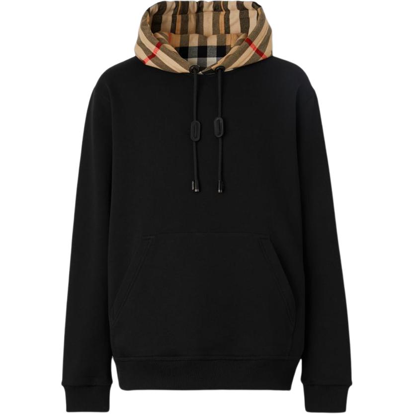 Burberry FW22  Black Checkered Pattern Hooded Pullover Hoodie. 80581171