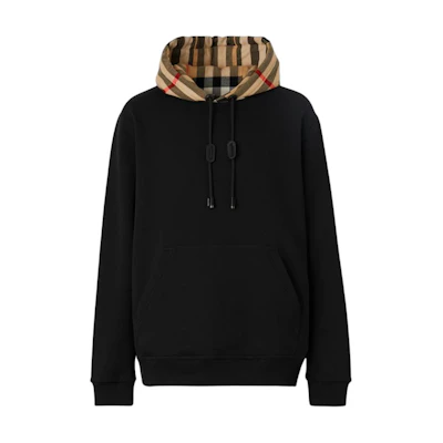 Burberry FW22 Black Checkered Pattern Hooded Pullover Hoodie. 80581171