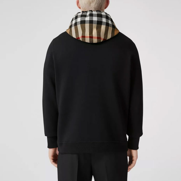 Purchase Burberry FW22  Black Checkered Pattern Hooded Pullover Hoodie. 80581171