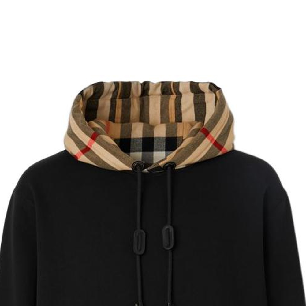 Details for Burberry FW22  Black Checkered Pattern Hooded Pullover Hoodie. 80581171