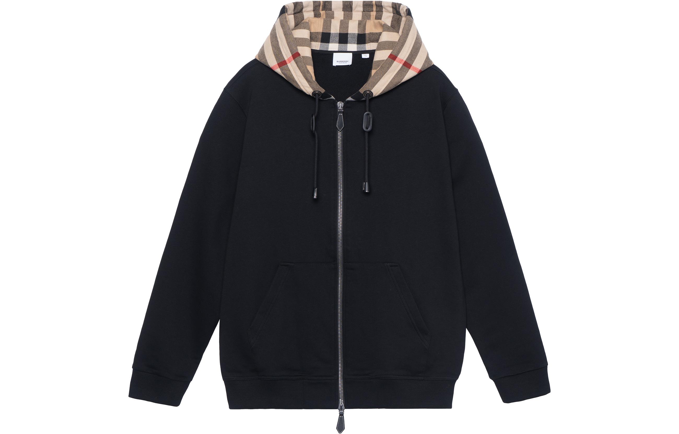 Burberry FW22  Black Checkered Zip-Up Hooded Jacket 80607051