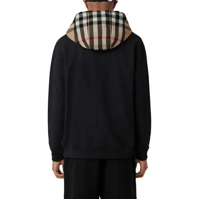 Purchase Burberry FW22  Black Checkered Zip-Up Hooded Jacket 80607051