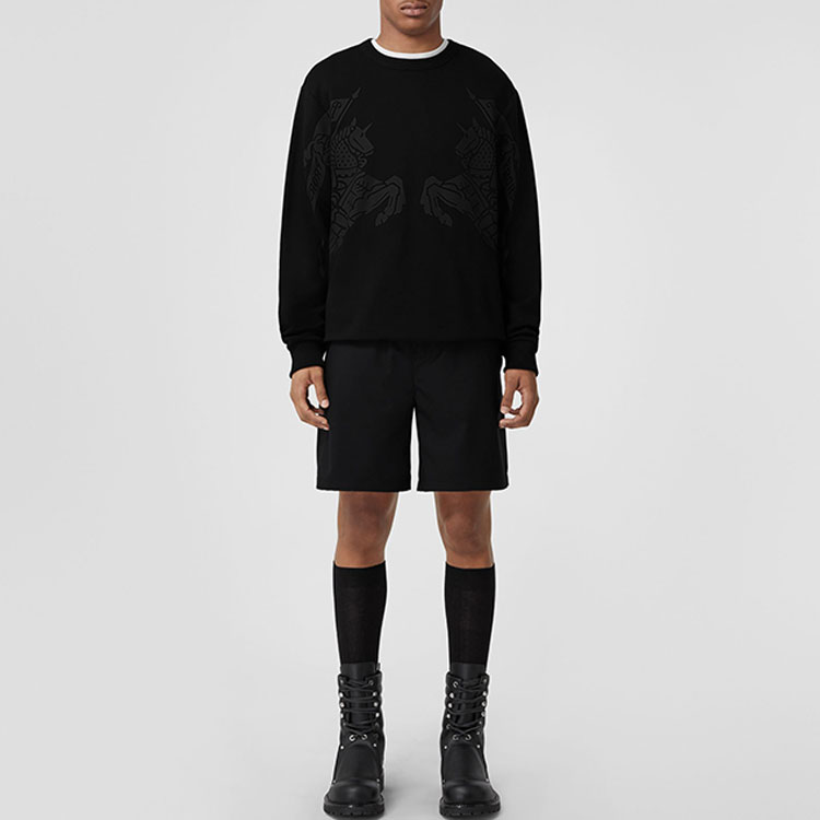 Lookbook 버버리 FW22 블랙 크루넥 애니멀 프린트 맨투맨 스웻셔츠. 80651751