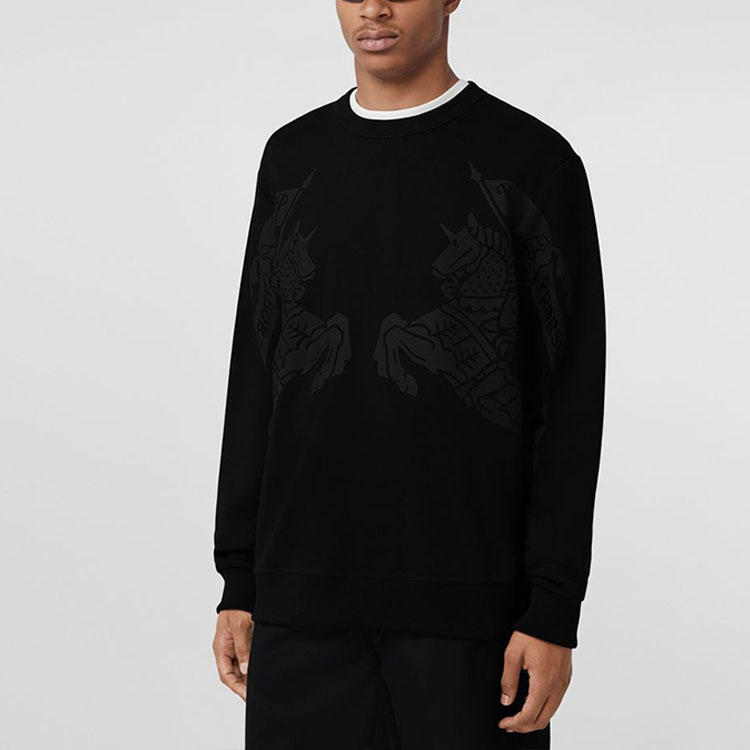 Purchase 버버리 FW22 블랙 크루넥 애니멀 프린트 맨투맨 스웻셔츠. 80651751