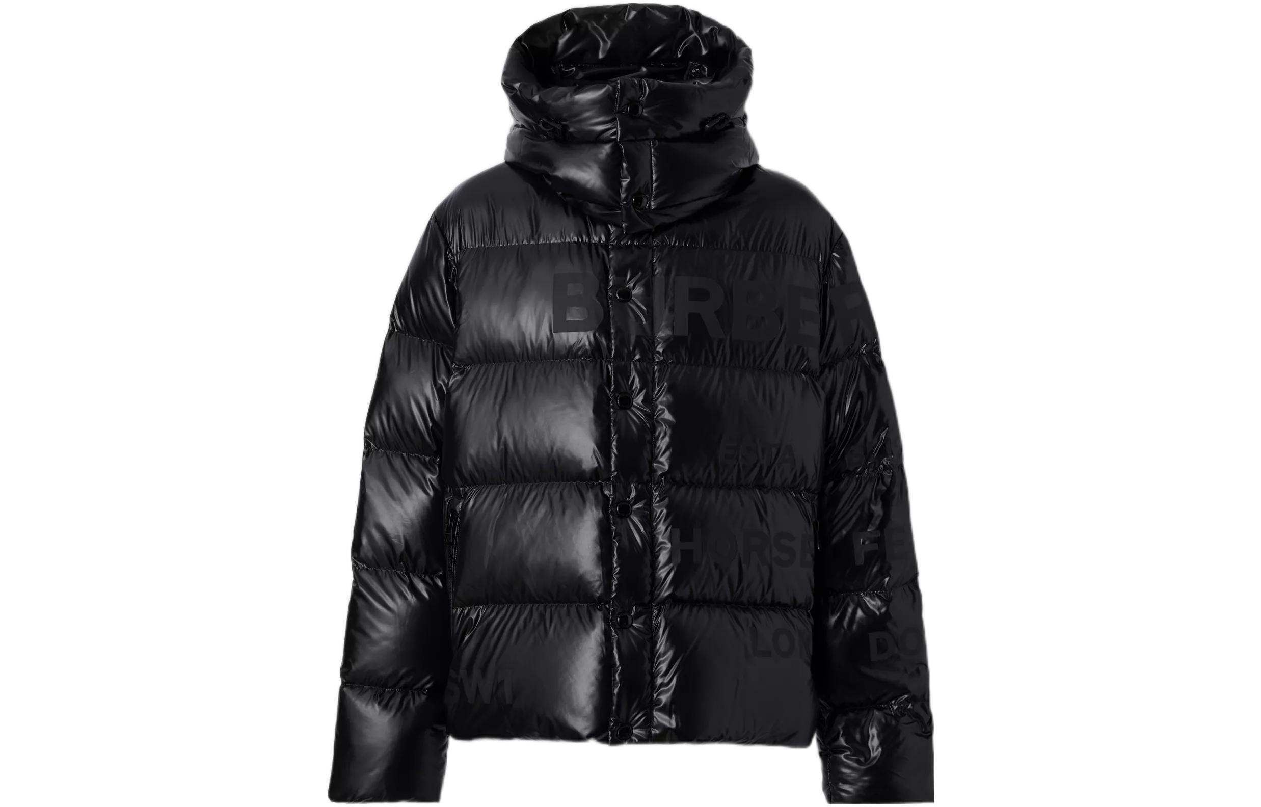 Burberry FW22  Black Down Jacket with Letter Print and Detachable Hood. 80579901 圖 2