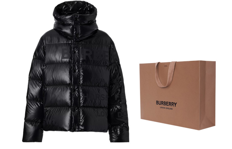 Burberry FW22  Black Down Jacket with Letter Print and Detachable Hood. 80579901 圖 6