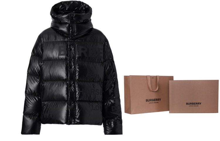 Burberry FW22  Black Down Jacket with Letter Print and Detachable Hood. 80579901 圖 7