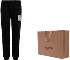 Details for Burberry FW22 Black Elastic Waist Knitted Sweatpants with Logo Embroidery 80575691