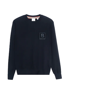 Burberry FW22 Black Embroidered Logo Crewneck Sweater. 80616731
