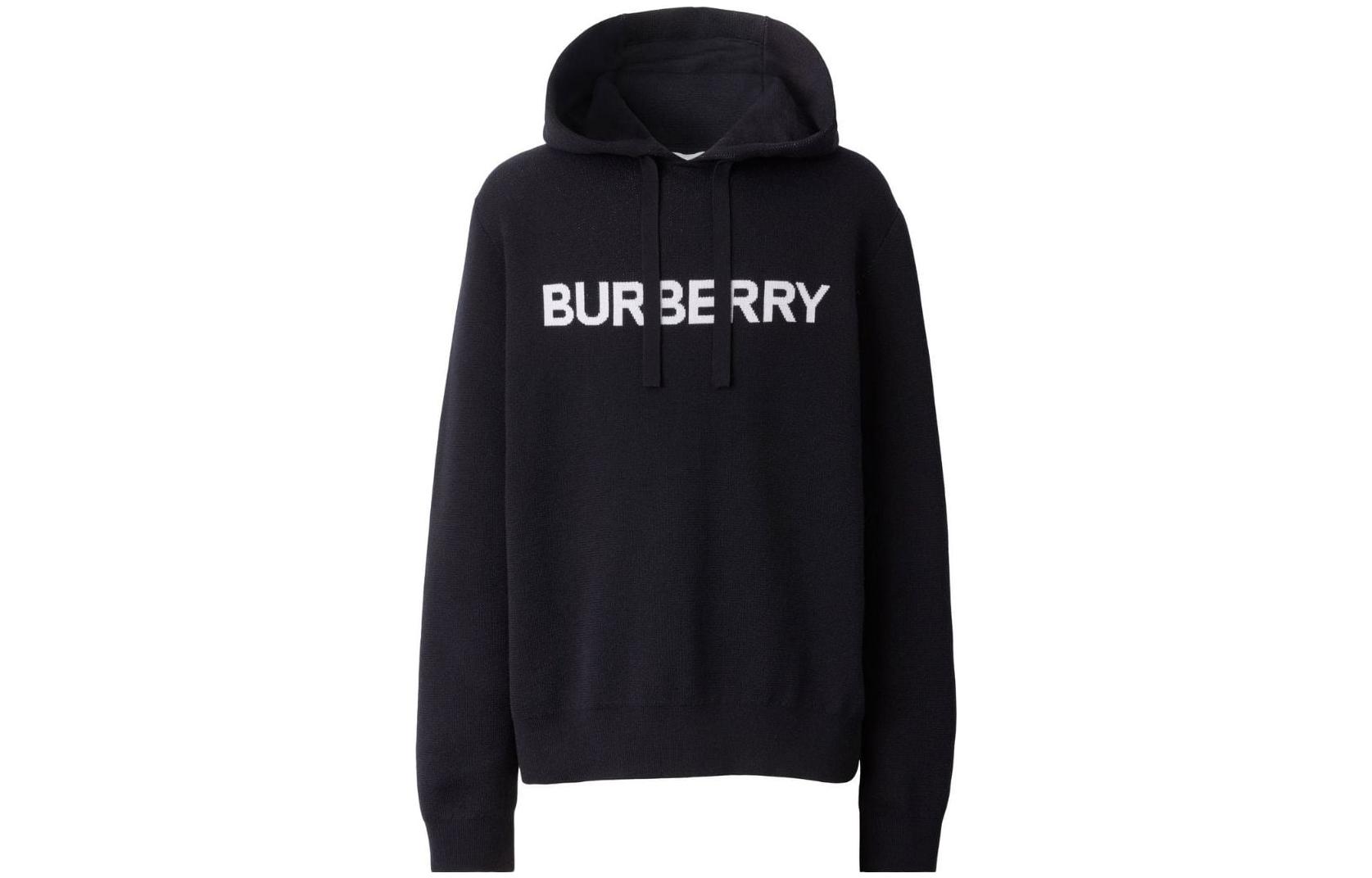 Burberry FW22  Black Hoodie with Logo Print and Lettering Design. 80643561