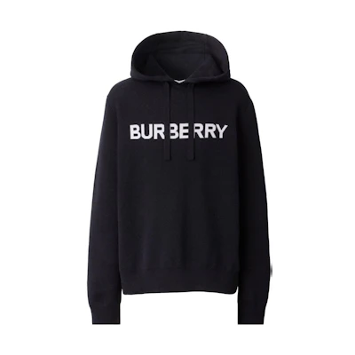 Burberry FW22 Black Hoodie with Logo Print and Lettering Design. 80643561