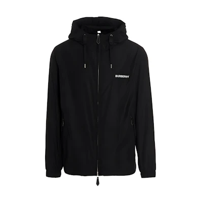 Burberry FW22 Black Letter Print Zip-Up Hoodie Jacket. 80544491