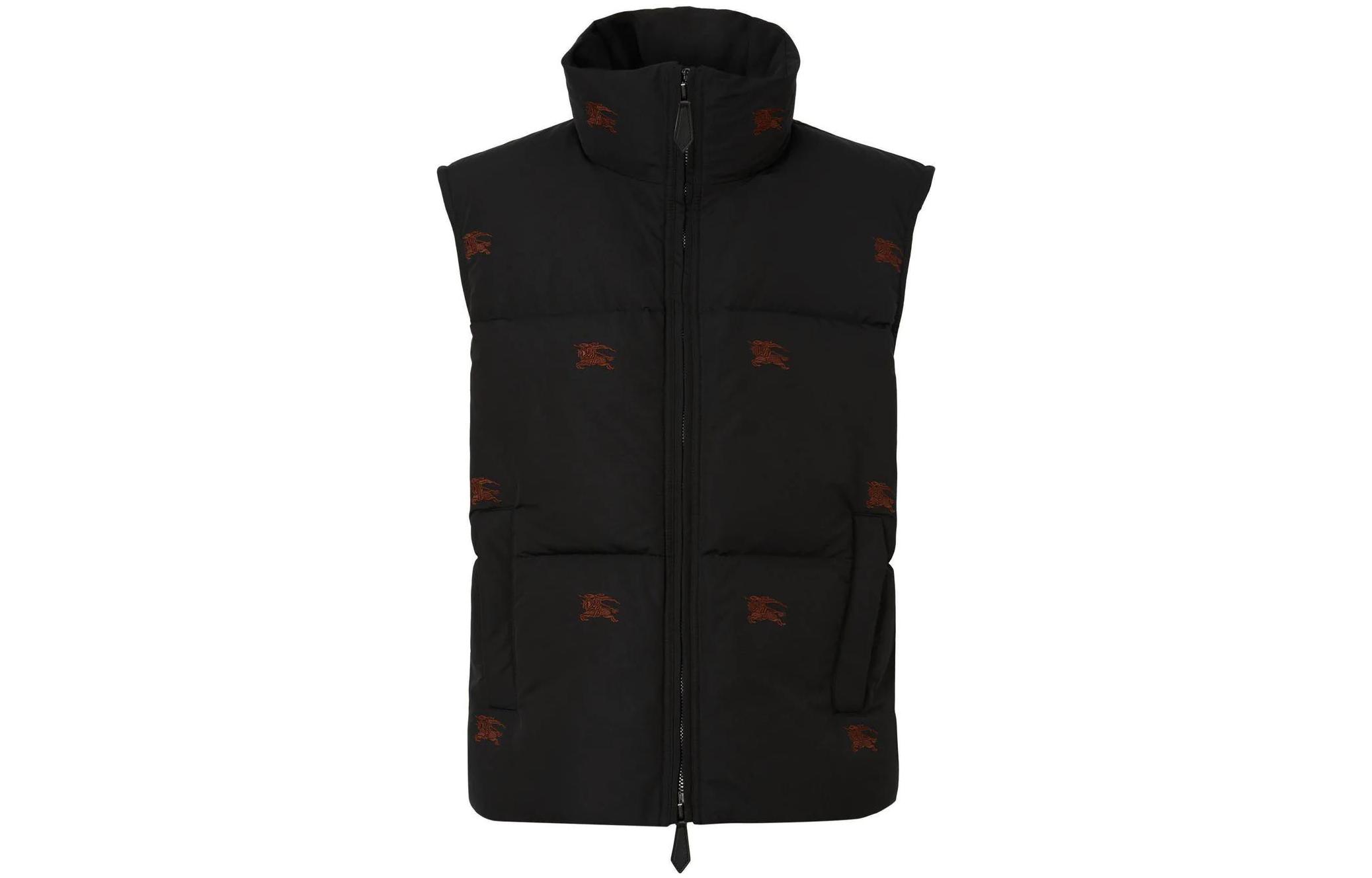 Burberry FW22  Black Logo Embroidered Zip-Up Vest. 80608791