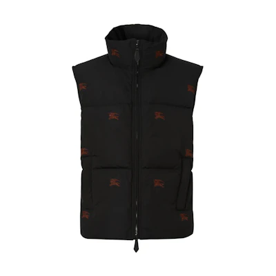 Burberry FW22 Black Logo Embroidered Zip-Up Vest. 80608791