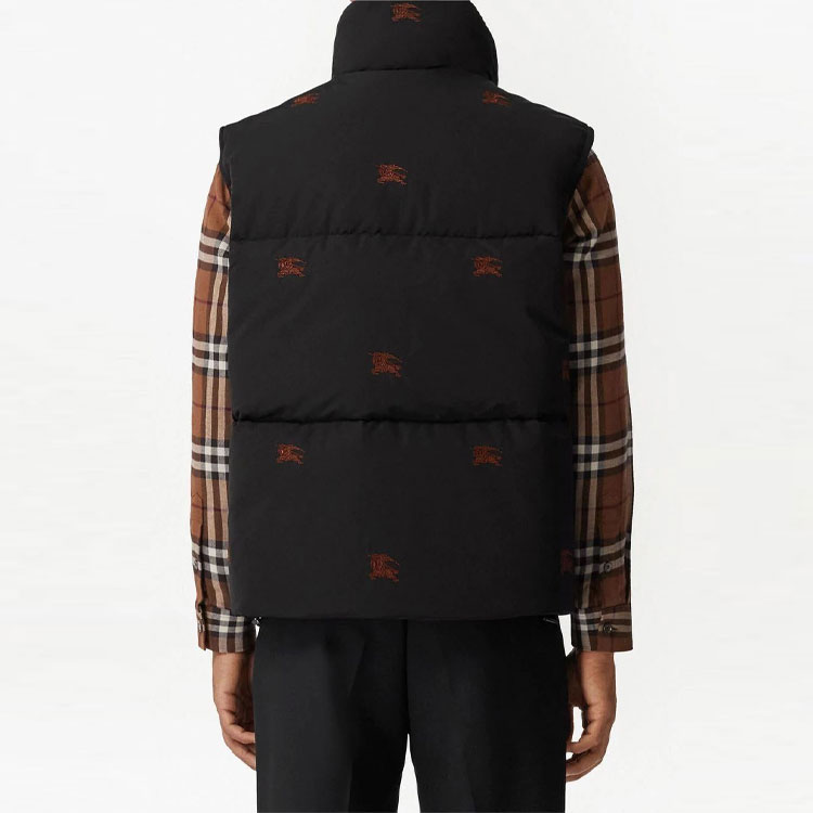 Shop バーバリー FW22 ブラック ロゴ刺繍ジップアップベスト. 80608791